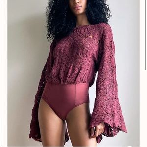 NWOT Free People Desert Daze Crochet Bodysuit Boho Cottagecore Size Small